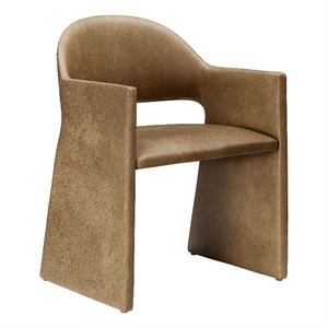 Maklaine Contemporary Vegan Leather Dining Armchair in Toast