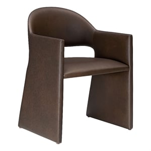 Maklaine Contemporary Vegan Leather Dining Armchair in Espresso