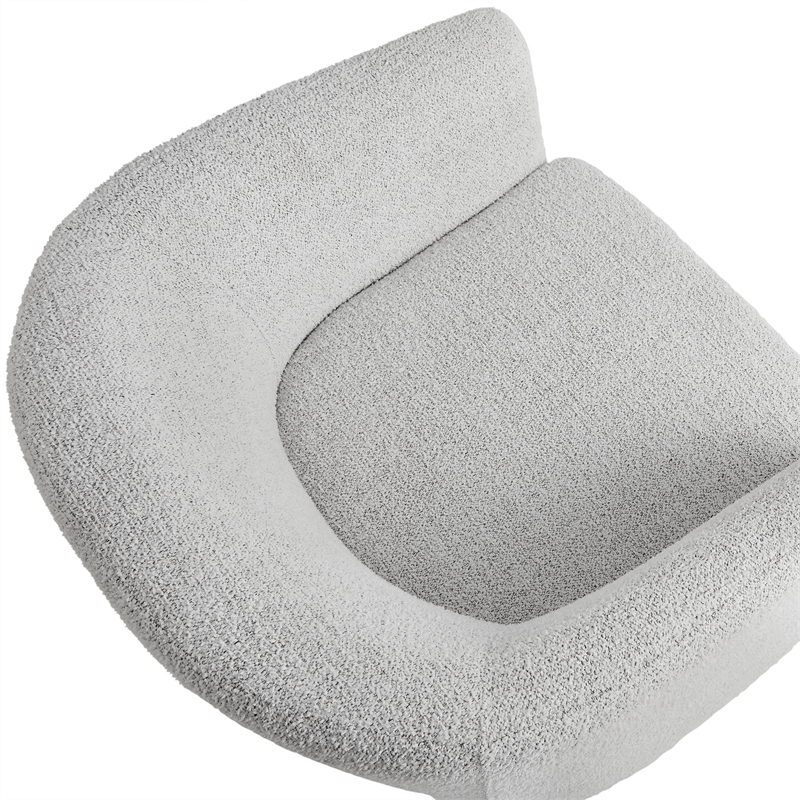 Maklaine Boucle Fabric Upholstered Accent Chair in Newsprint