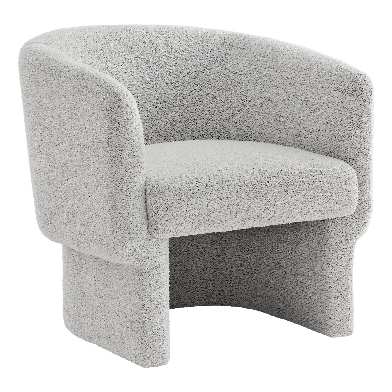 Maklaine Boucle Fabric Upholstered Accent Chair in Newsprint