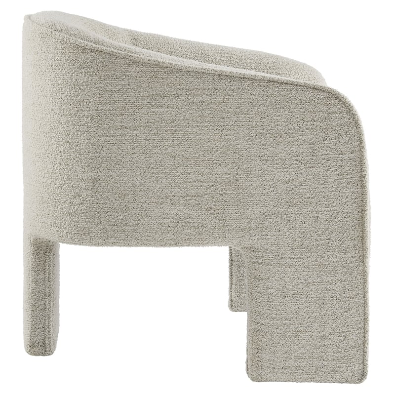 Maklaine Boucle Fabric Upholstered Accent Armchair in Parchment