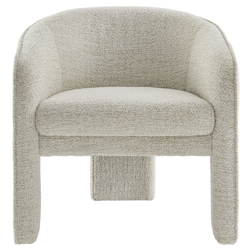 Maklaine Boucle Fabric Upholstered Accent Armchair in Parchment