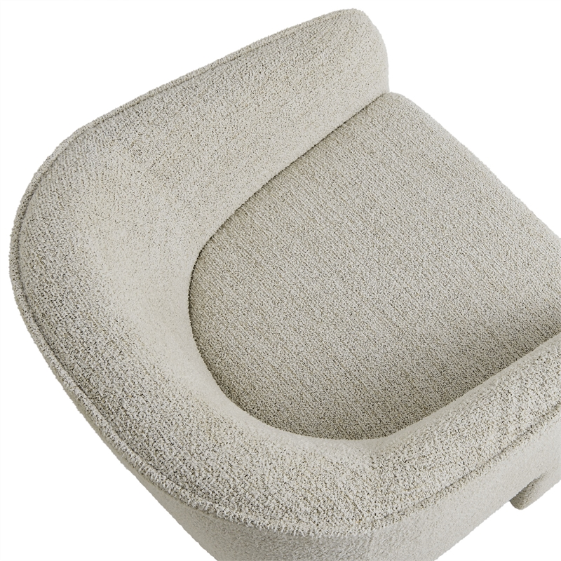 Maklaine Boucle Fabric Upholstered Accent Armchair in Parchment