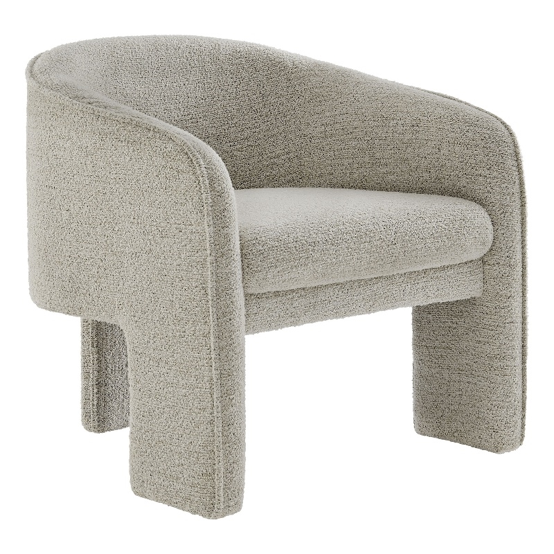 Maklaine Boucle Fabric Upholstered Accent Armchair in Parchment
