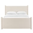 Maklaine Contemporary Performance Velvet Queen Platform Bed in Alabaster