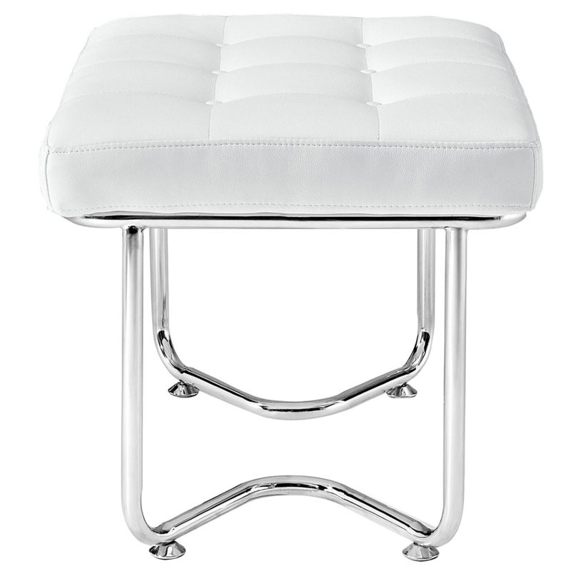 Maklaine Contemporary Upholstered Vinyl Lounge Chair in White