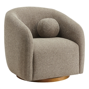 Maklaine Contemporary Swivel Chenille Fabric Armchair in Taupe