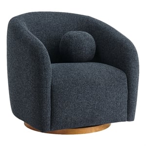 Maklaine Contemporary Swivel Chenille Fabric Armchair in Navy