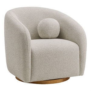 Maklaine Contemporary Swivel Chenille Fabric Armchair in Dove Gray