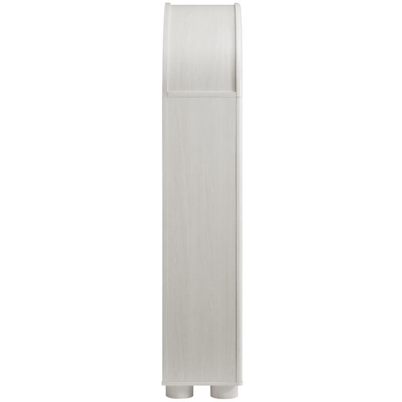 Maklaine Contemporary Tall Arched Display Cabinet Bookcase in Ash