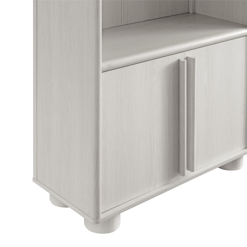 Maklaine Contemporary Tall Arched Display Cabinet Bookcase in Ash