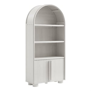 Maklaine Contemporary Tall Arched Display Cabinet Bookcase in Ash