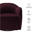 Maklaine Contemporary Performance Velvet Swivel Armchair in Mulberry