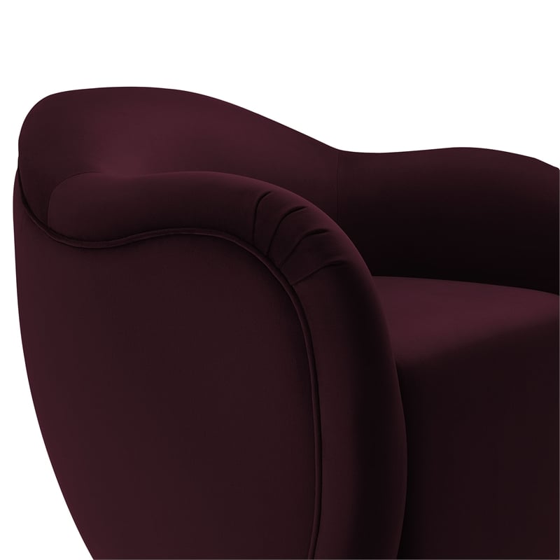 Maklaine Contemporary Performance Velvet Swivel Armchair in Mulberry