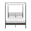 Maklaine 4-Poster Canopy Metal Queen Platform Bed in Charcoal