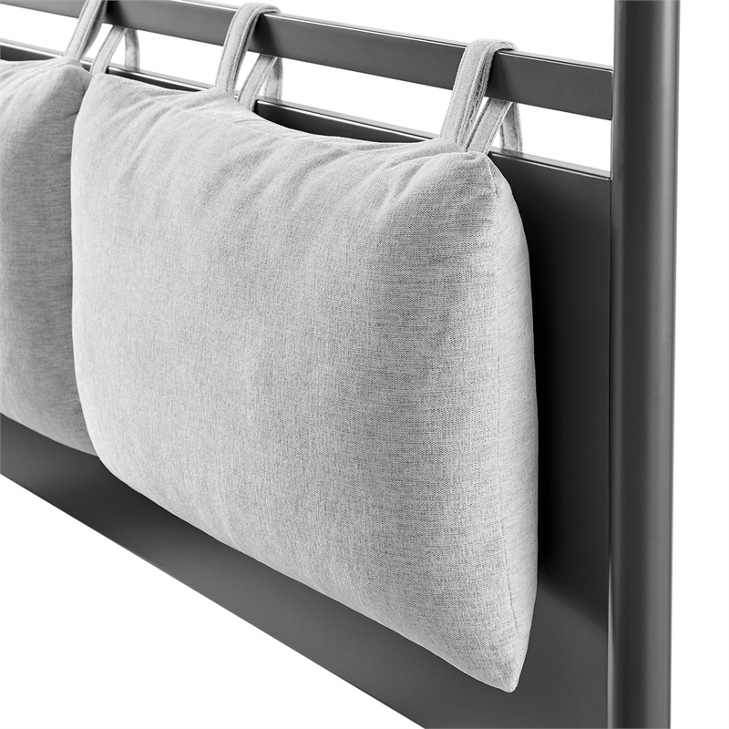 Maklaine 4-Poster Canopy Metal Queen Platform Bed in Charcoal