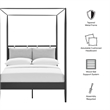 Maklaine 4-Poster Canopy Metal Full Platform Bed in Charcoal