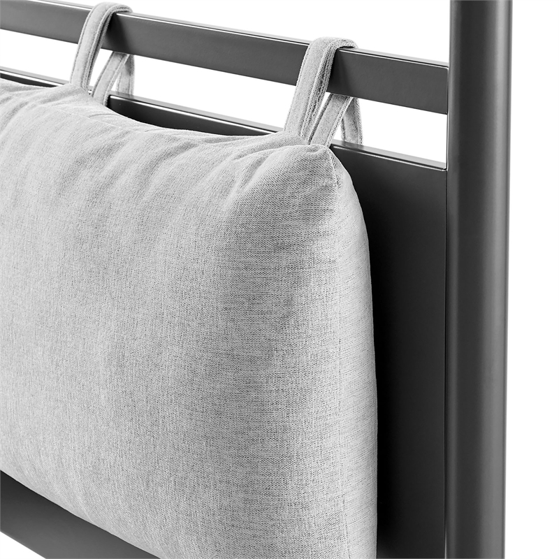 Maklaine 4-Poster Canopy Metal Twin Platform Bed in Charcoal