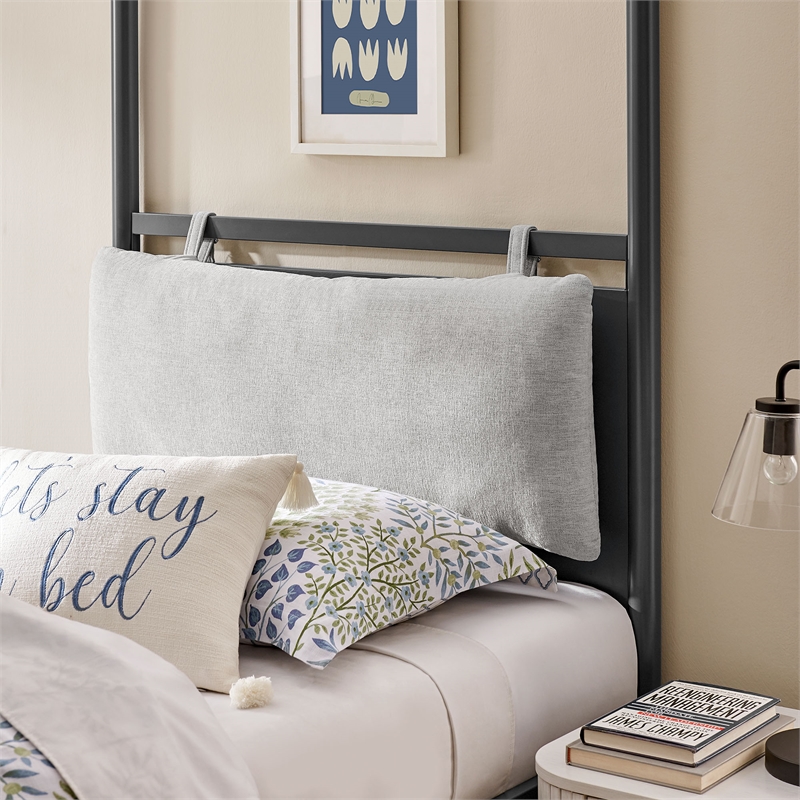 Maklaine 4-Poster Canopy Metal Twin Platform Bed in Charcoal