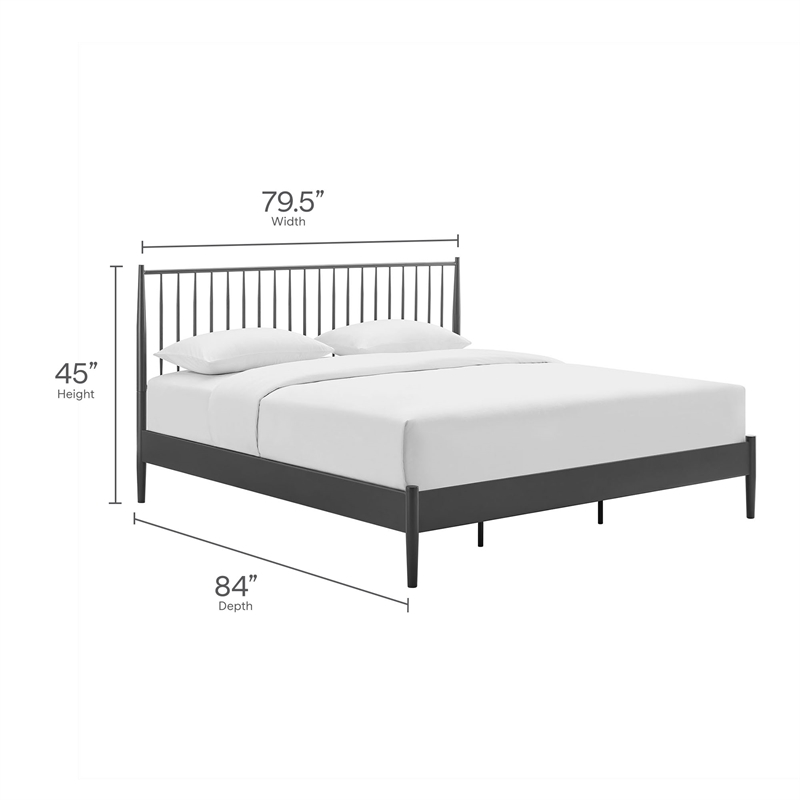 Maklaine Contemporary Spindle Metal King Platform Bed in Charcoal