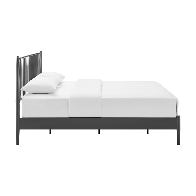 Maklaine Contemporary Spindle Metal King Platform Bed in Charcoal