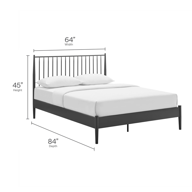 Maklaine Contemporary Spindle Metal Queen Platform Bed in Charcoal