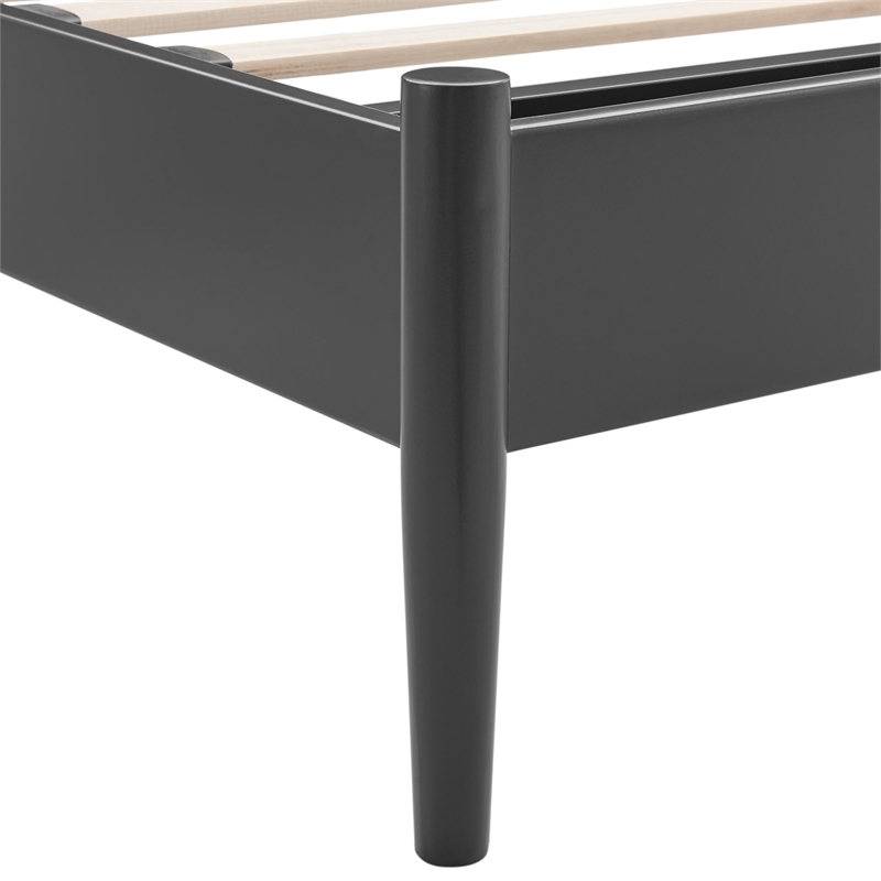 Maklaine Contemporary Spindle Metal Queen Platform Bed in Charcoal