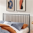 Maklaine Contemporary Spindle Metal Queen Platform Bed in Charcoal