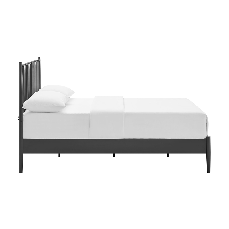 Maklaine Contemporary Spindle Metal Full Platform Bed in Charcoal