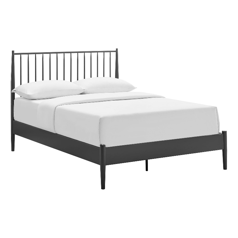 Maklaine Contemporary Spindle Metal Full Platform Bed in Charcoal