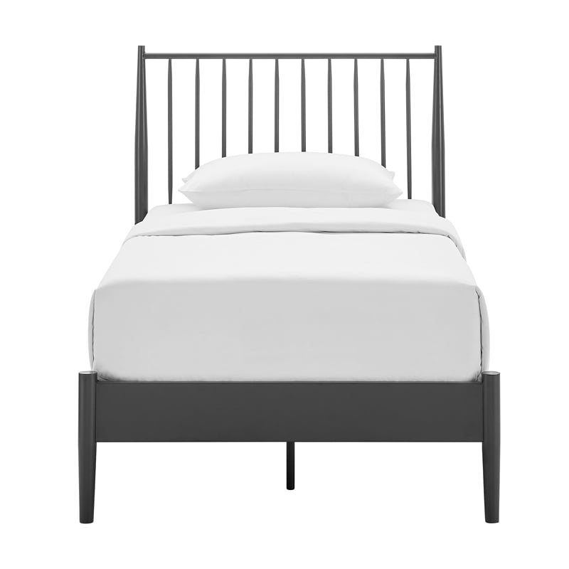 Maklaine Contemporary Spindle Metal Twin Platform Bed in Charcoal