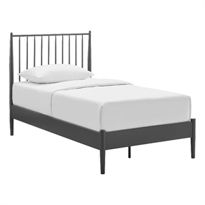 Maklaine Contemporary Spindle Metal Twin Platform Bed in Charcoal
