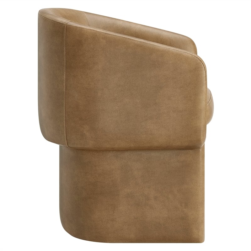 Maklaine Contemporary Back Vegan Leather Dining Chair in Toast