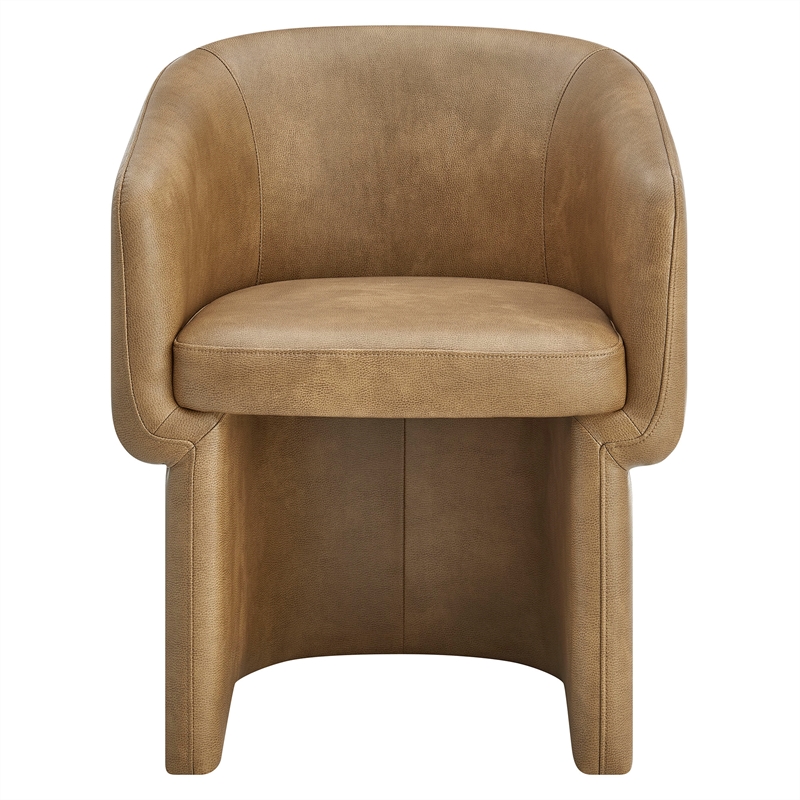 Maklaine Contemporary Back Vegan Leather Dining Chair in Toast