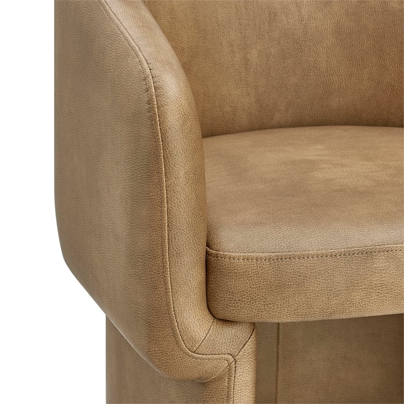 Maklaine Contemporary Back Vegan Leather Dining Chair in Toast
