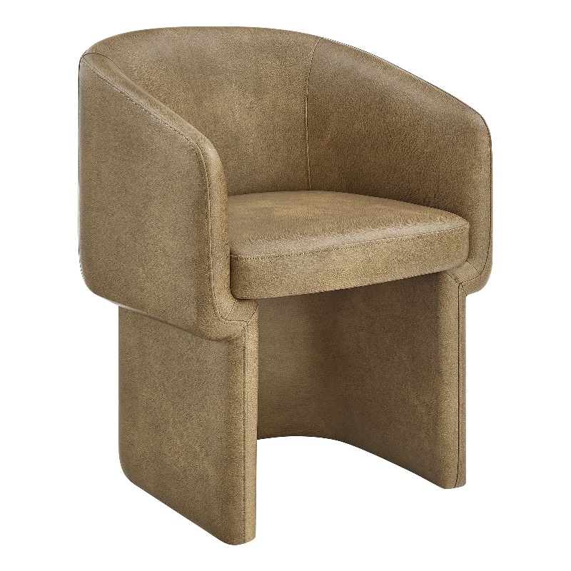 Maklaine Contemporary Back Vegan Leather Dining Chair in Toast