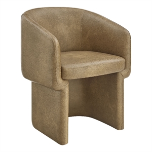 Maklaine Contemporary Back Vegan Leather Dining Chair in Toast