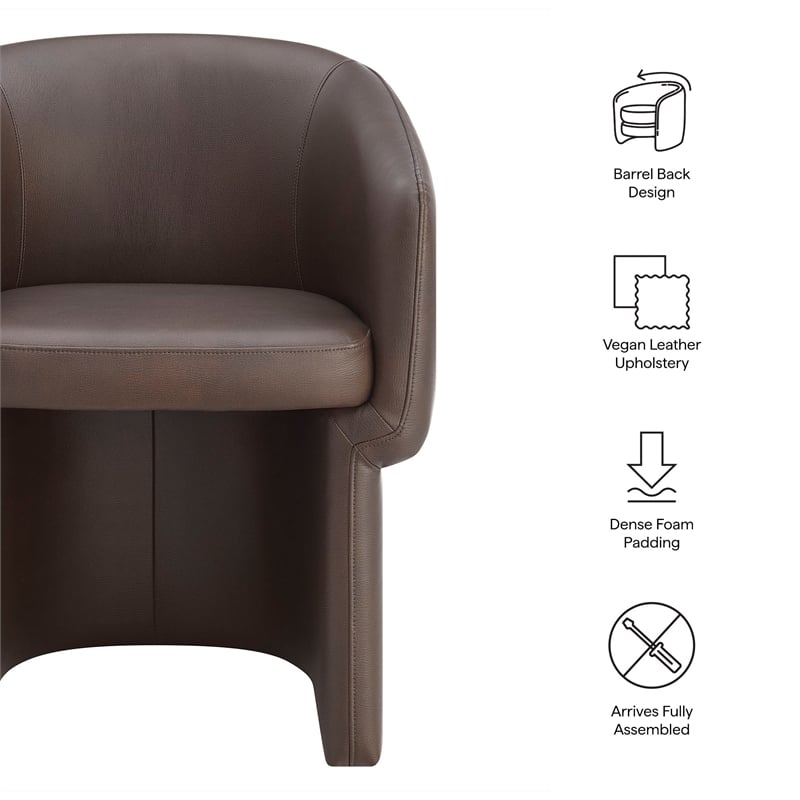 Maklaine Contemporary Back Vegan Leather Dining Chair in Espresso