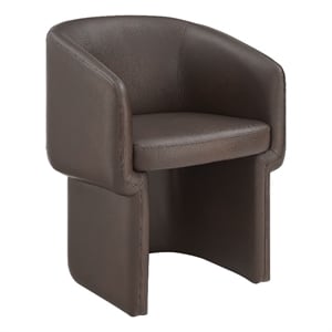 Maklaine Contemporary Back Vegan Leather Dining Chair in Espresso