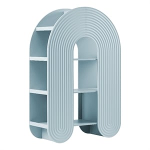 Maklaine Modern / Contemporary 58&quot Arched Bookshelf in Light Blue