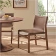 Maklaine Contemporary Leather Dining Side Chair in Nutmeg Brown
