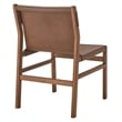 Maklaine Contemporary Leather Dining Side Chair in Nutmeg Brown