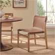 Maklaine Contemporary Leather Dining Side Chair in Chestnut Tan