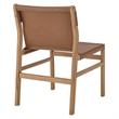 Maklaine Contemporary Leather Dining Side Chair in Chestnut Tan