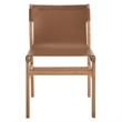 Maklaine Contemporary Leather Dining Side Chair in Chestnut Tan