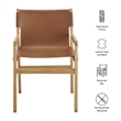 Maklaine Contemporary Leather Seat and Back Dining Chair in Chestnut Tan