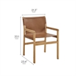 Maklaine Contemporary Leather Seat and Back Dining Chair in Chestnut Tan