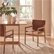 Maklaine Contemporary Leather Seat and Back Dining Chair in Chestnut Tan