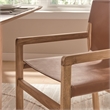 Maklaine Contemporary Leather Seat and Back Dining Chair in Chestnut Tan