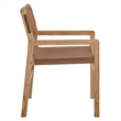 Maklaine Contemporary Leather Seat and Back Dining Chair in Chestnut Tan